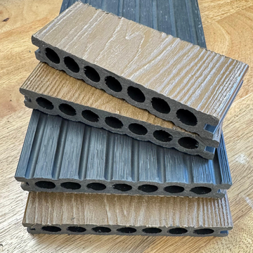 Samples Double-Sided Composite Decking Boards I Golden Teak - Grey